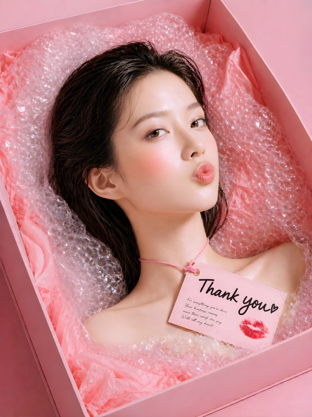 Zeffy Night Keeper | ピンクの箱に眠るデリケートなマネキンアート - pink-box-mannequin-thank-you-art