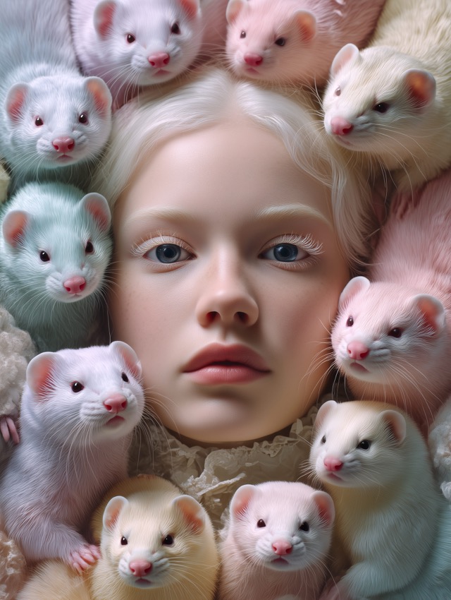 Zeffy Night Keeper | 白い少女とマカロン色のフェレット - albino-girl-macaron-ferrets