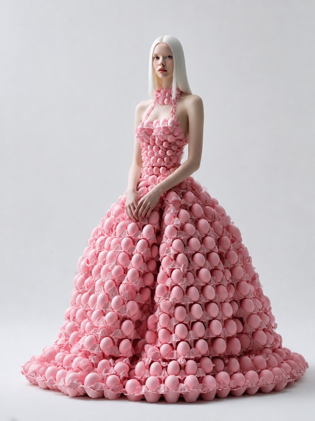 Zeffy Night Keeper | ピンクの卵殻ドレスが生む静かな違和感 - pink-egg-shell-dress-portrait